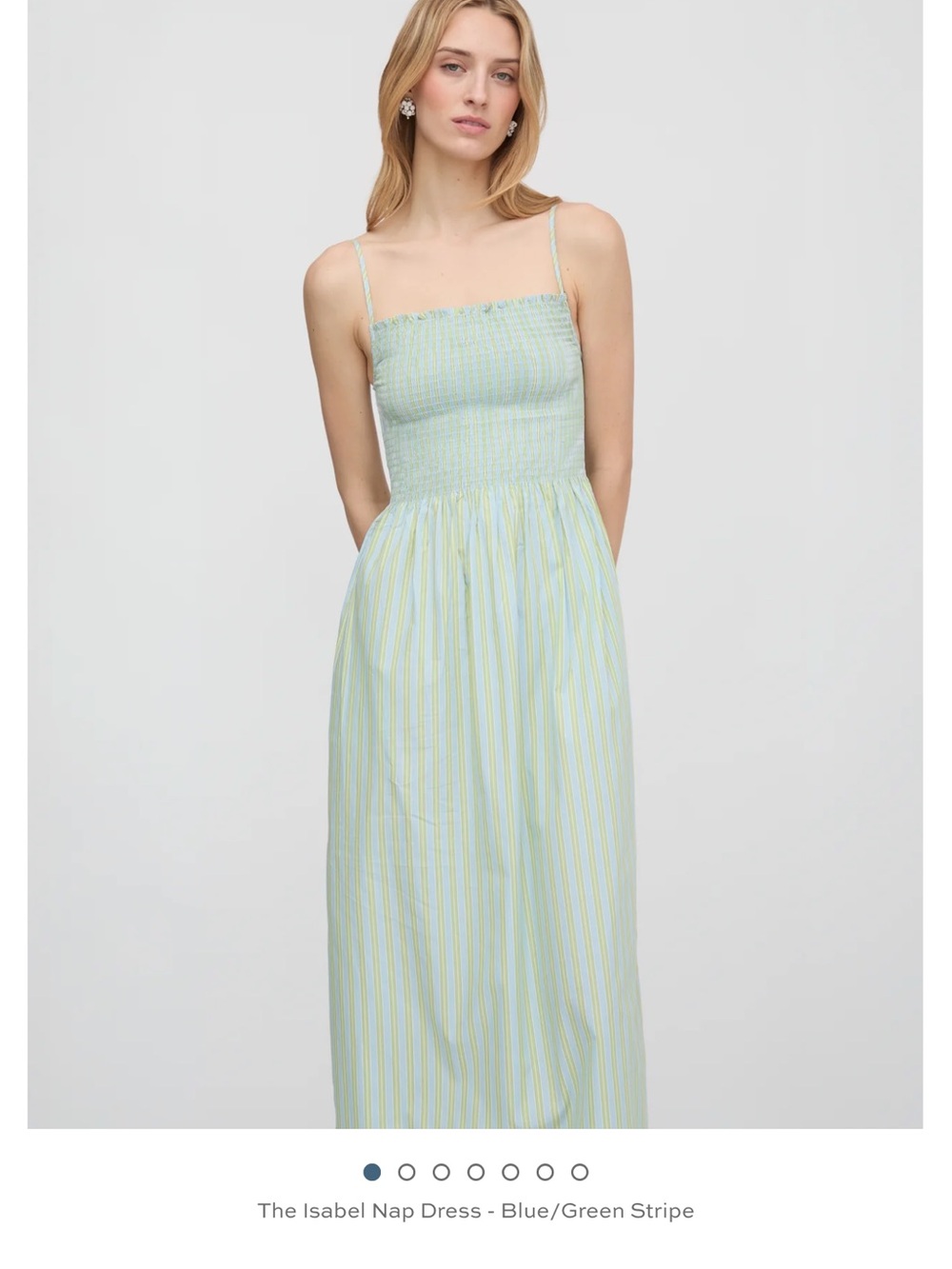 Isabel Nap Blue-Green Stripe Smocked Maxi Dress
